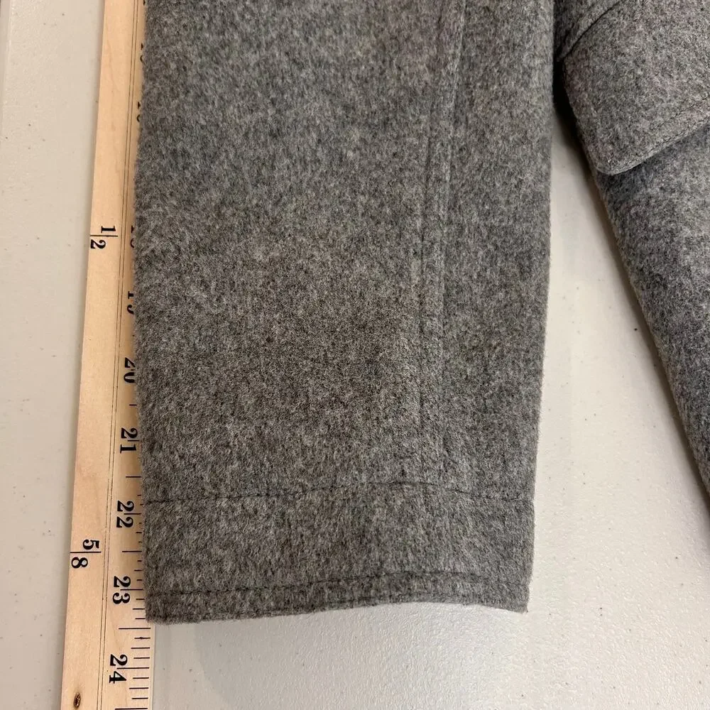 J. Crew Wool Cashmere Peacoat Gray PLUS Beanie Faux Fur Pom Basket Weave Cap